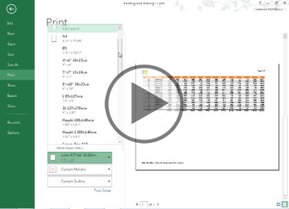 Microsoft Excel 2016, Part 5: Printing and Sharing
